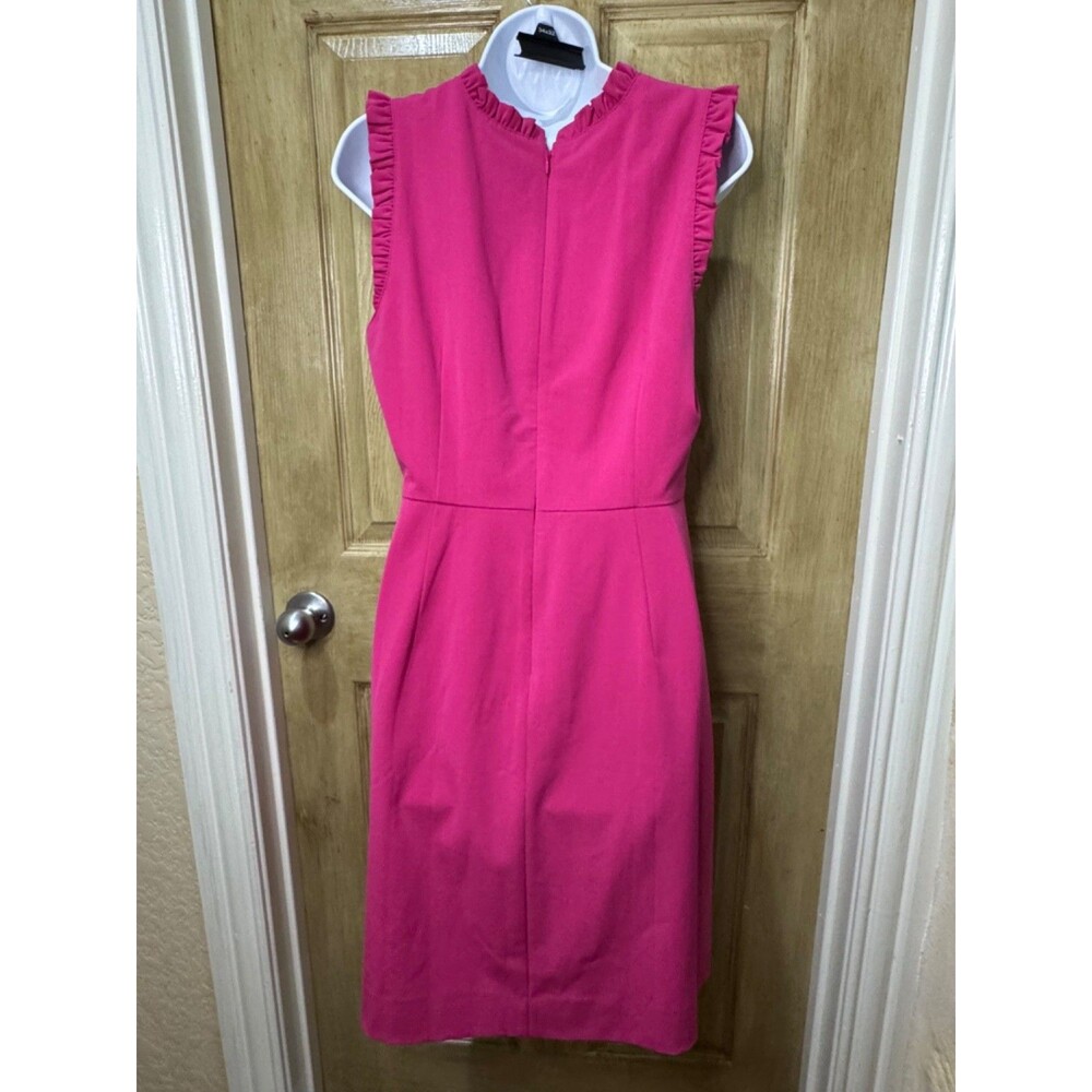 J Crew size 10 dress in pink Fuchsia lined Work Career Ruffle - Picture 2 of 10